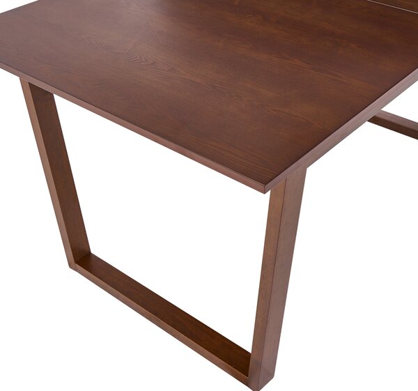 Rozkladací jedálenský stôl tmavý jaseň MDF 160/200 x 95 cm jaseňová dyhovaná vrchná doska moderný dizajn panelový podstavec