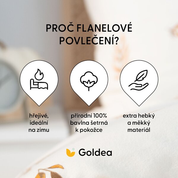 Goldea flanelové posteľné obliečky - jesenné tekvice a lístky 140 x 220 a 70 x 90 cm