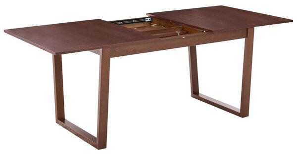 Rozkladací jedálenský stôl tmavý jaseň MDF 160/200 x 95 cm jaseňová dyhovaná vrchná doska moderný dizajn panelový podstavec