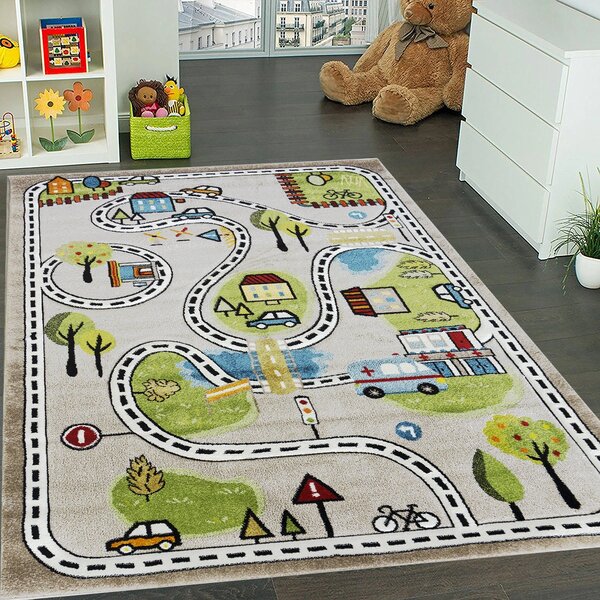 BE Detský koberec Smart Kids 22919 BEIGE – béžový obdĺžnikový, autoškola Rozmer: 120x180 cm