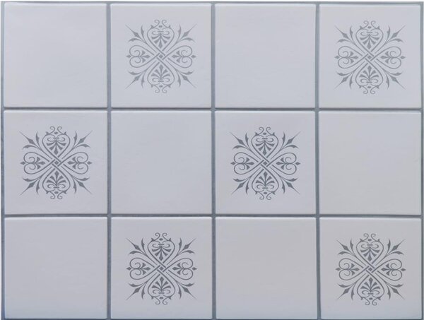 Obkladové panely 3D OS25-K01-F01, cena za kus, rozmer 440 x 580 mm, obklad malý biely so strieborným dekorom, IMPOL TRADE
