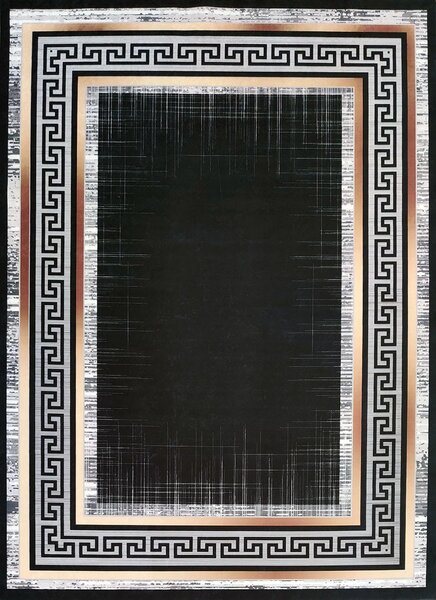 BE Koberec Porte 2228 BLACK GOLD – čierny obdĺžnikový Rozmer: 50x80 cm