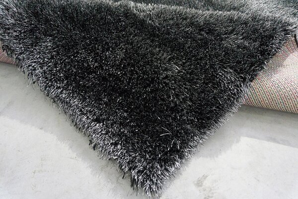 BE Koberec Seven Soft 7901 BLACK GREY – čierny obdĺžnikový Rozmer: 60x100 cm