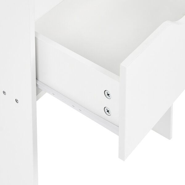 Toaletný stolík biely MDF so zrkadlom a stoličkou 2 zásuvky kozmetické zrkadlo minimalistický štýl spálňa