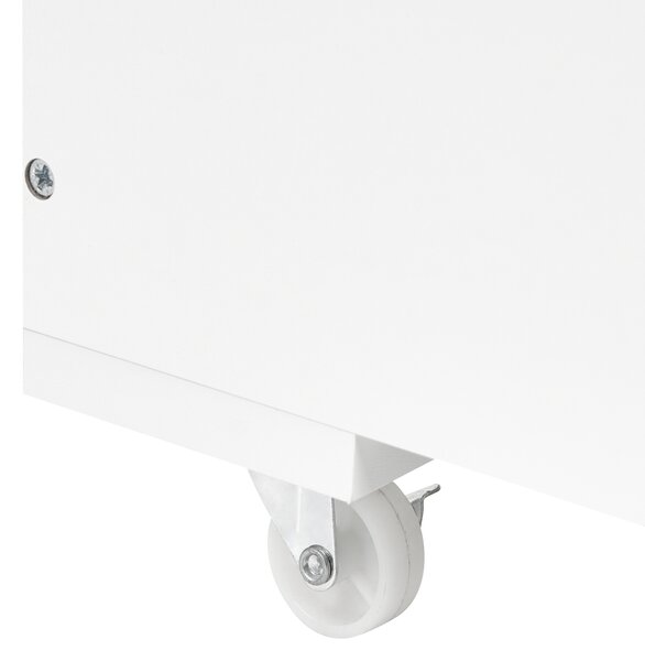 Toaletný stolík biely MDF so zrkadlom a stoličkou 2 zásuvky kozmetické zrkadlo minimalistický štýl spálňa