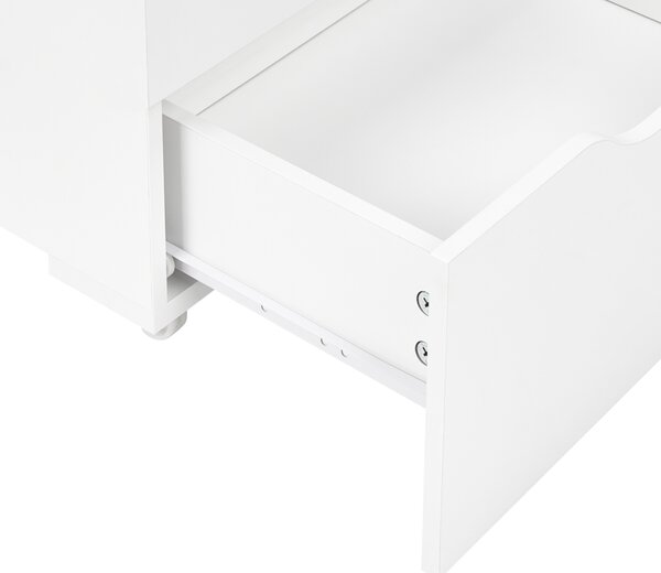 Toaletný stolík biely MDF so zrkadlom a stoličkou 2 zásuvky kozmetické zrkadlo minimalistický štýl spálňa