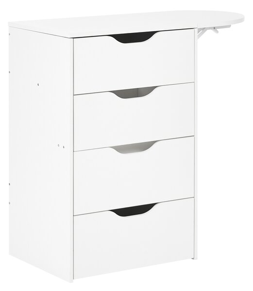 Toaletný stolík biely MDF so zrkadlom a stoličkou 2 zásuvky kozmetické zrkadlo minimalistický štýl spálňa