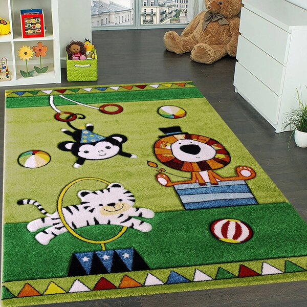 BE Detský koberec Smart Kids 22316 GREEN – zelený obdĺžnikový, cirkus Rozmer: 120x180 cm