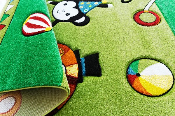 BE Detský koberec Smart Kids 22316 GREEN – zelený obdĺžnikový, cirkus Rozmer: 120x180 cm