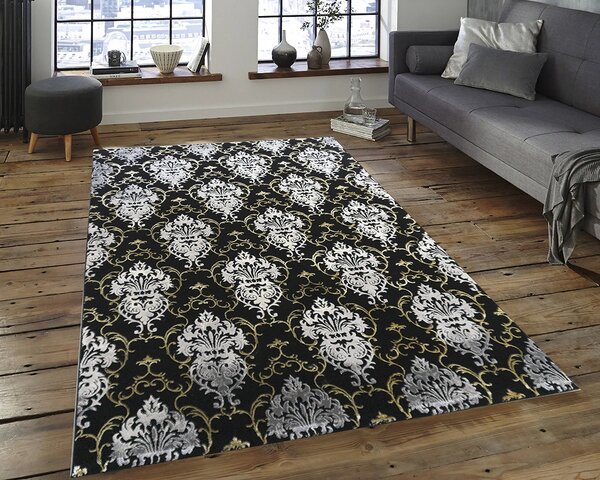 BE Koberec Elite 23282 BLACK GOLD – čierny obdĺžnikový Rozmer: 60x100 cm