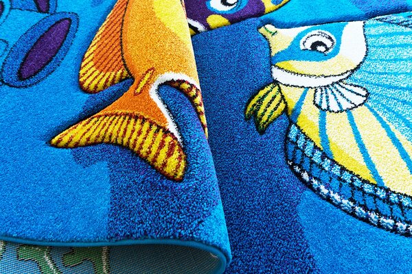 BE Detský koberec Smart Kids 22308 BLUE – modrý obdĺžnikový, ryby Rozmer: 120x180 cm