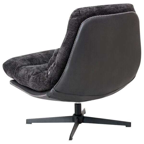 Kreslo s podnožkou čierne ženilkové čalúnenie otočný podstavec prešívané sedadlo moderný mid century štýl obývačka spálňa