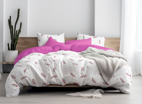 Ervi Bavlnené obliečky DUO - Ružový kvet jari/fuchsia