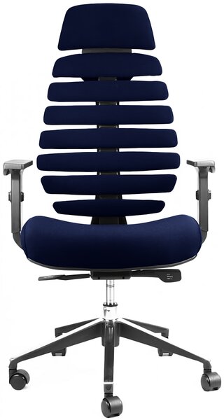 MERCURY kancelárska stolička FISH BONES PDH čierny plast, 26-67 modrá, 3D podrúčky