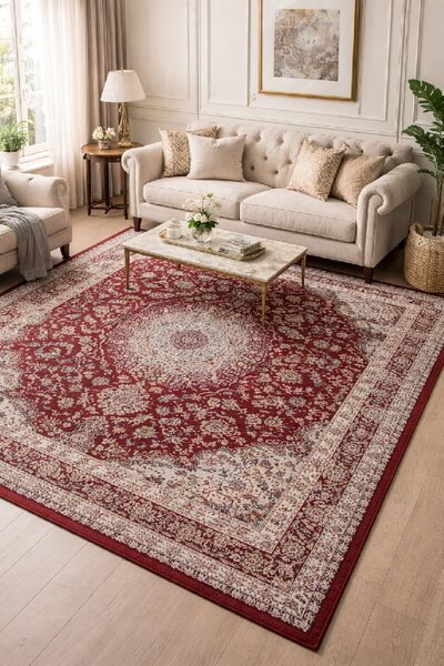 BE Koberec Jasmin 9871 RED – červený obdĺžnikový Rozmer: 80x150 cm