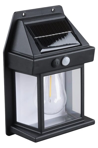 SOLIGHT LED solárna lucerna nástenná, teplá biela, 12x17cm, čierna