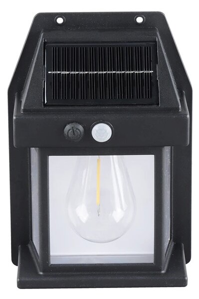 SOLIGHT LED solárna lucerna nástenná, teplá biela, 12x17cm, čierna
