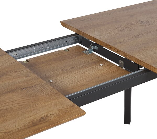 Jedálenský stôl tmavé drevo čierna 160/200 x 90 cm obdĺžnikový tvar rozkladacia vrchná doska pre 6 osôb moderný štýl kuchyňa jedáleň