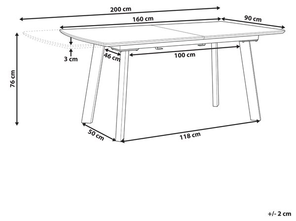 Jedálenský stôl tmavé drevo čierna 160/200 x 90 cm obdĺžnikový tvar rozkladacia vrchná doska pre 6 osôb moderný štýl kuchyňa jedáleň