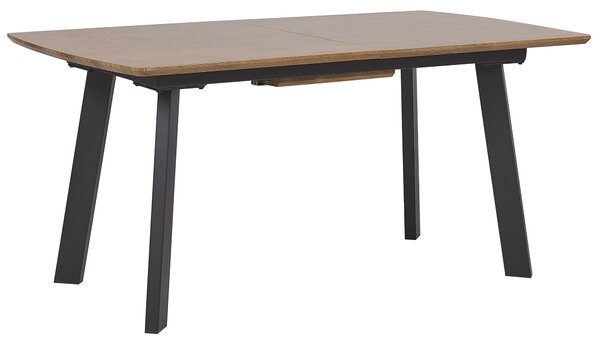 Jedálenský stôl tmavé drevo čierna 160/200 x 90 cm obdĺžnikový tvar rozkladacia vrchná doska pre 6 osôb moderný štýl kuchyňa jedáleň