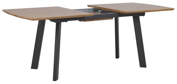 Jedálenský stôl tmavé drevo čierna 160/200 x 90 cm obdĺžnikový tvar rozkladacia vrchná doska pre 6 osôb moderný štýl kuchyňa jedáleň
