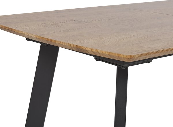 Jedálenský stôl tmavé drevo čierna 160/200 x 90 cm obdĺžnikový tvar rozkladacia vrchná doska pre 6 osôb moderný štýl kuchyňa jedáleň