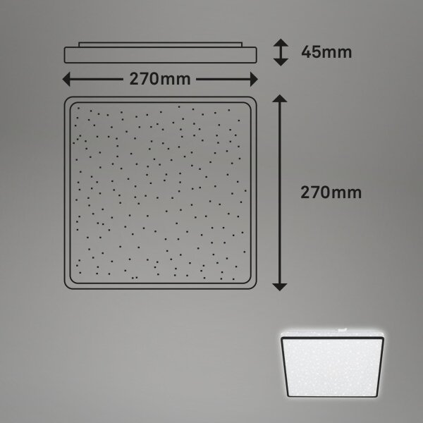 Briloner 3748-415 - LED stropné svietidlo STAR SKY LED/15W/230V 27x27 cm čierna