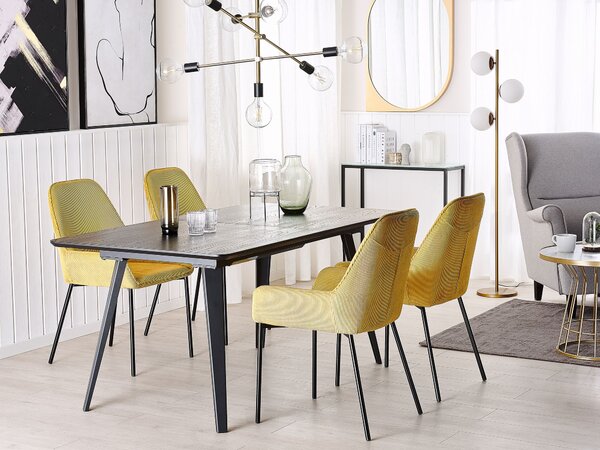 Jedálenský stôl čierny MDF železo 160/200 x 90 cm rozkladací obdĺžnikový tvar pre 6 osôb moderný štýl kuchyňa jedáleň