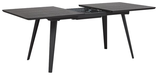 Jedálenský stôl čierny MDF železo 160/200 x 90 cm rozkladací obdĺžnikový tvar pre 6 osôb moderný štýl kuchyňa jedáleň