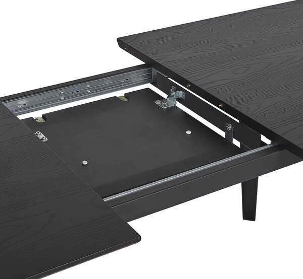 Jedálenský stôl čierny MDF železo 160/200 x 90 cm rozkladací obdĺžnikový tvar pre 6 osôb moderný štýl kuchyňa jedáleň