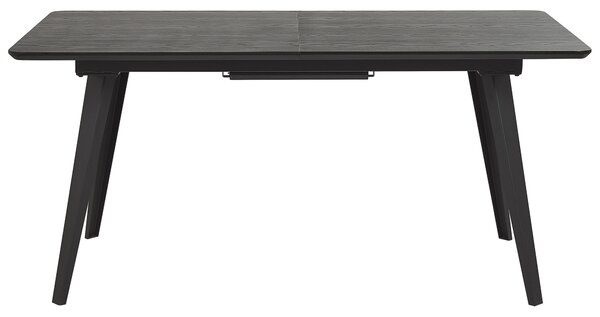 Jedálenský stôl čierny MDF železo 160/200 x 90 cm rozkladací obdĺžnikový tvar pre 6 osôb moderný štýl kuchyňa jedáleň