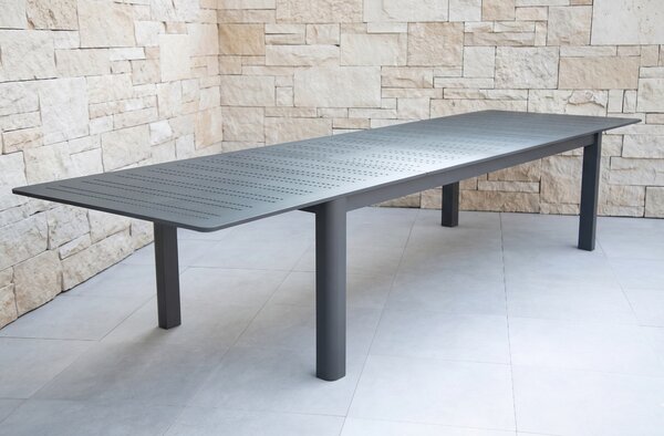 Ratanea Hliníkový rozkladací jedálenský stôl PICQUE 266/331/395cm tmavosivý