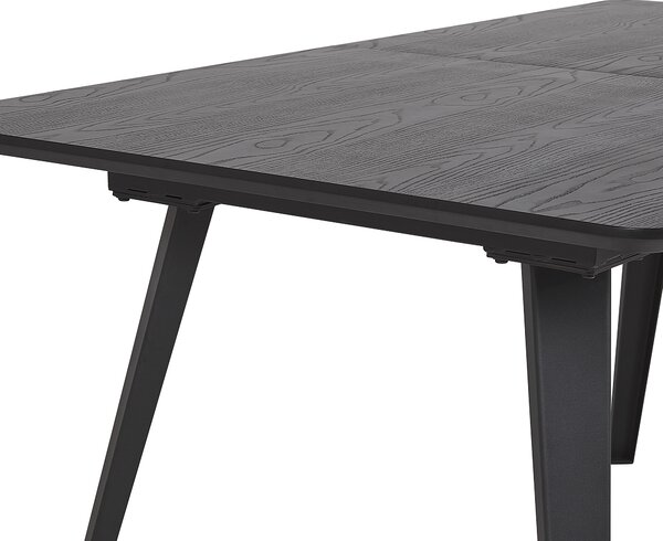 Jedálenský stôl čierny MDF železo 160/200 x 90 cm rozkladací obdĺžnikový tvar pre 6 osôb moderný štýl kuchyňa jedáleň
