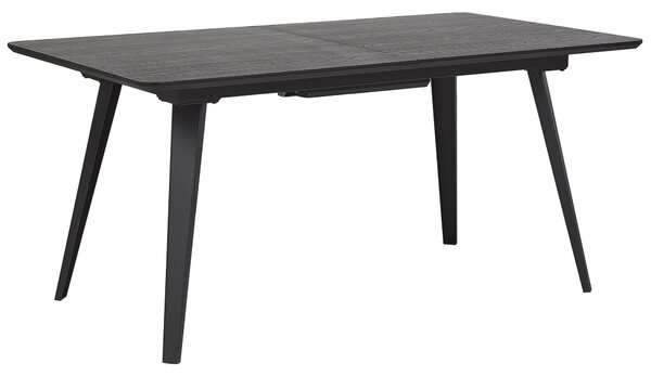 Jedálenský stôl čierny MDF železo 160/200 x 90 cm rozkladací obdĺžnikový tvar pre 6 osôb moderný štýl kuchyňa jedáleň