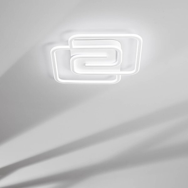 Luce Ambiente Design LED nástenné svetlo Cayman Quadrata, biela, šírka 49 cm, kov,, Biela / opálová, Obývacia izba / jedáleň, kov, Moderný, Nástenné svietidlo