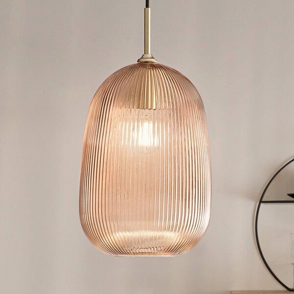 Luce Ambiente Design Závesné svietidlo DUKE, jantárová, Ø 21 cm, sklo, Krémová / jantárovo žltá, Obývacia izba / jedáleň, Sklo, Závesné svietidlo