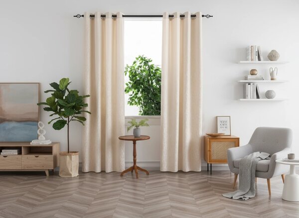 Zatemňovací záves DUNES VELVET 140x250 cm, krémový Zavesenie: Kovové krúžky