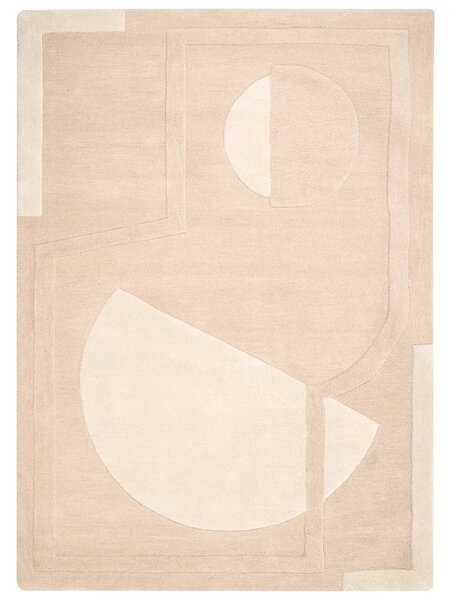 Koberec béžový vlnený obdĺžnikový tvar geometrický vzor 160 x 230 cm moderný štýl obývacia izba