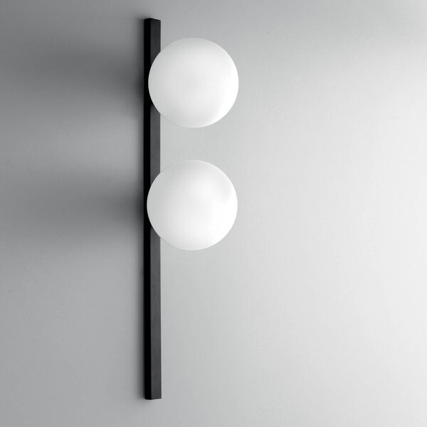 Luce Ambiente Design Nástenné svetlo Enoire, výška 60 cm, čierna, kov/sklo, 2-pl., Čierna, Obývacia izba / jedáleň, kov, Moderný