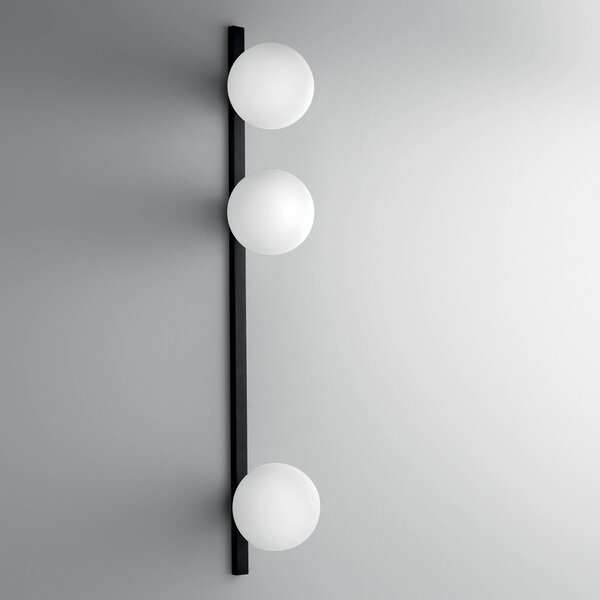 Luce Ambiente Design Nástenné svetlo Enoire, výška 90 cm, čierna, kov/sklo, 3-pl., Čierna, Obývacia izba / jedáleň, kov, Moderný