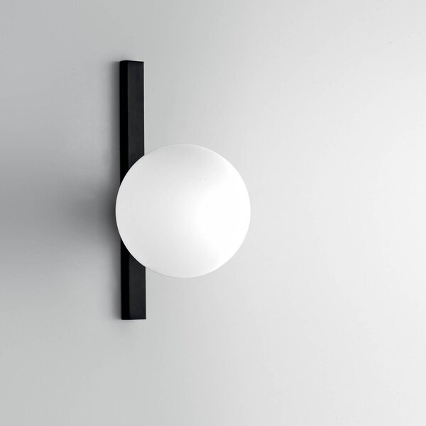Luce Ambiente Design Nástenné svetlo Enoire, výška 28 cm, čierna, kov/sklo, 1-pl., Čierna, Obývacia izba / jedáleň, kov, Moderný