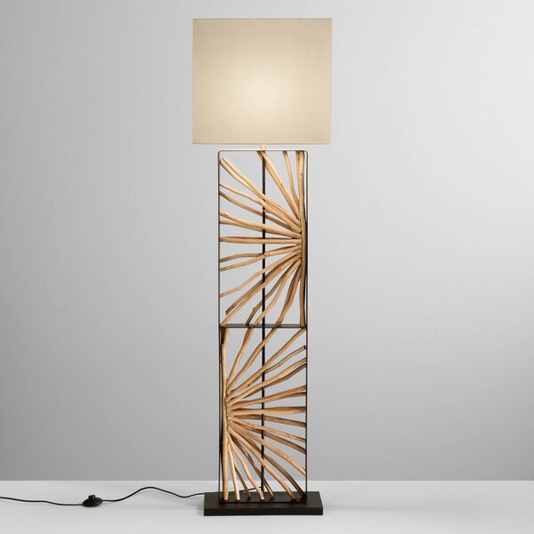 Luce Ambiente Design Stojacia lampa ETHERNAL čierna/drevo/biela, výška 165 cm, drevo/látka, Čierna, Obývacia izba / jedáleň, kov, Stojaca lampa