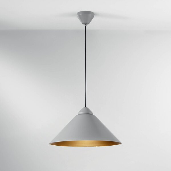 Luce Ambiente Design Závesné svietidlo Big Bang, sivá/zlatá, Ø 49 cm, kov, Hliník / sivá / zinok, Obývacia izba / jedáleň, kov, Moderný, Závesné svietidlo