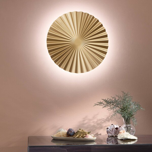 Luce Ambiente Design LED nástenné svetlo Anadara, zlatá, Ø 50 cm, kov,, Mosadz / zlato, Obývacia izba / jedáleň, Hliník, Nástenné svietidlo