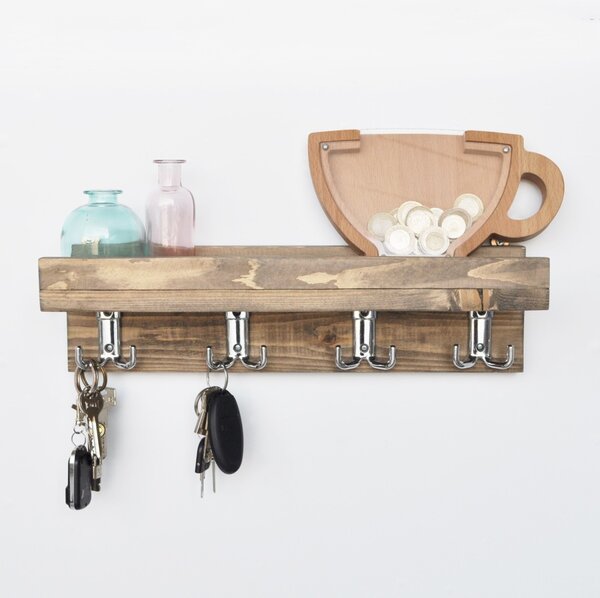 Kalune Design Kuchynská polica WOOD II 40 cm hnedá