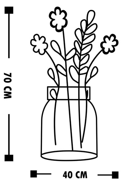 Wallity Nástenná kovová dekorácia FLOWER III čierna