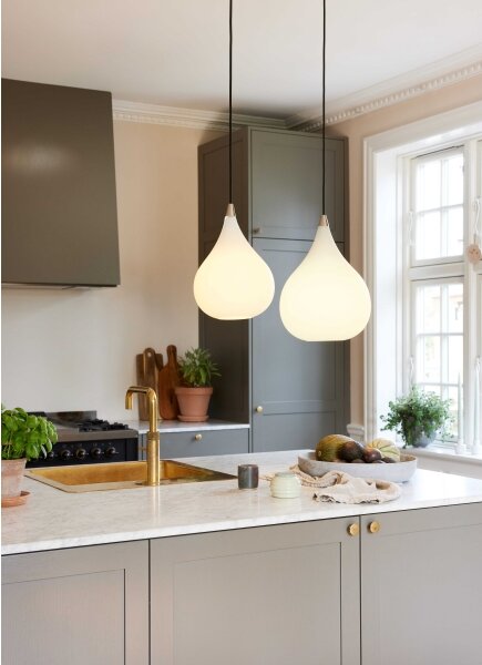 Halo Design 407931 - Luster na lankách DROPS 1xE27/40W/230V pr. 30 cm biela/matný chróm