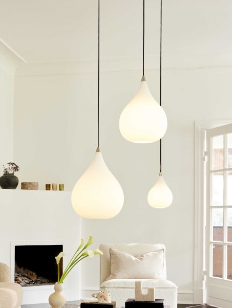 Halo Design 407931 - Luster na lankách DROPS 1xE27/40W/230V pr. 30 cm biela/matný chróm