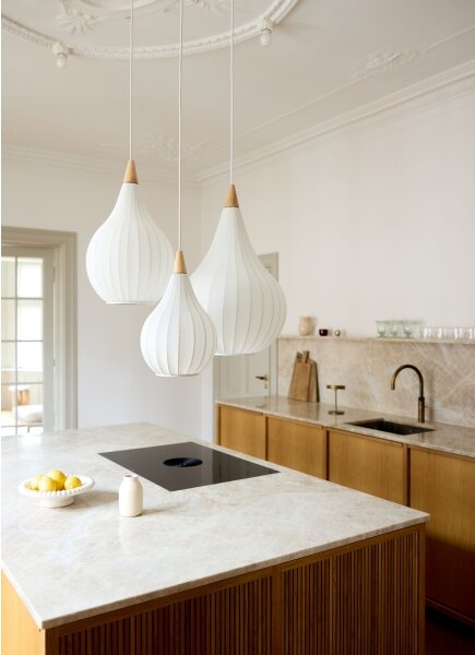 Halo Design 746262 - Luster na lane DROPS 1xE27/40W/230V, priemer 30 cm, biela/dub