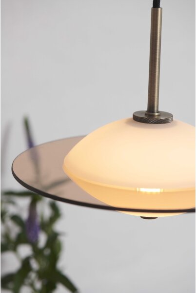 Halo Design 743599 - Závesný luster na lanku ORBIT 1xG9/7W/230V priemer 24 cm biela/mosadz/dymové